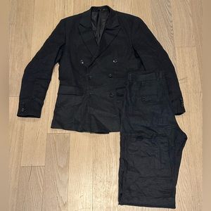 H&M Black Linen Double Breasted Suit